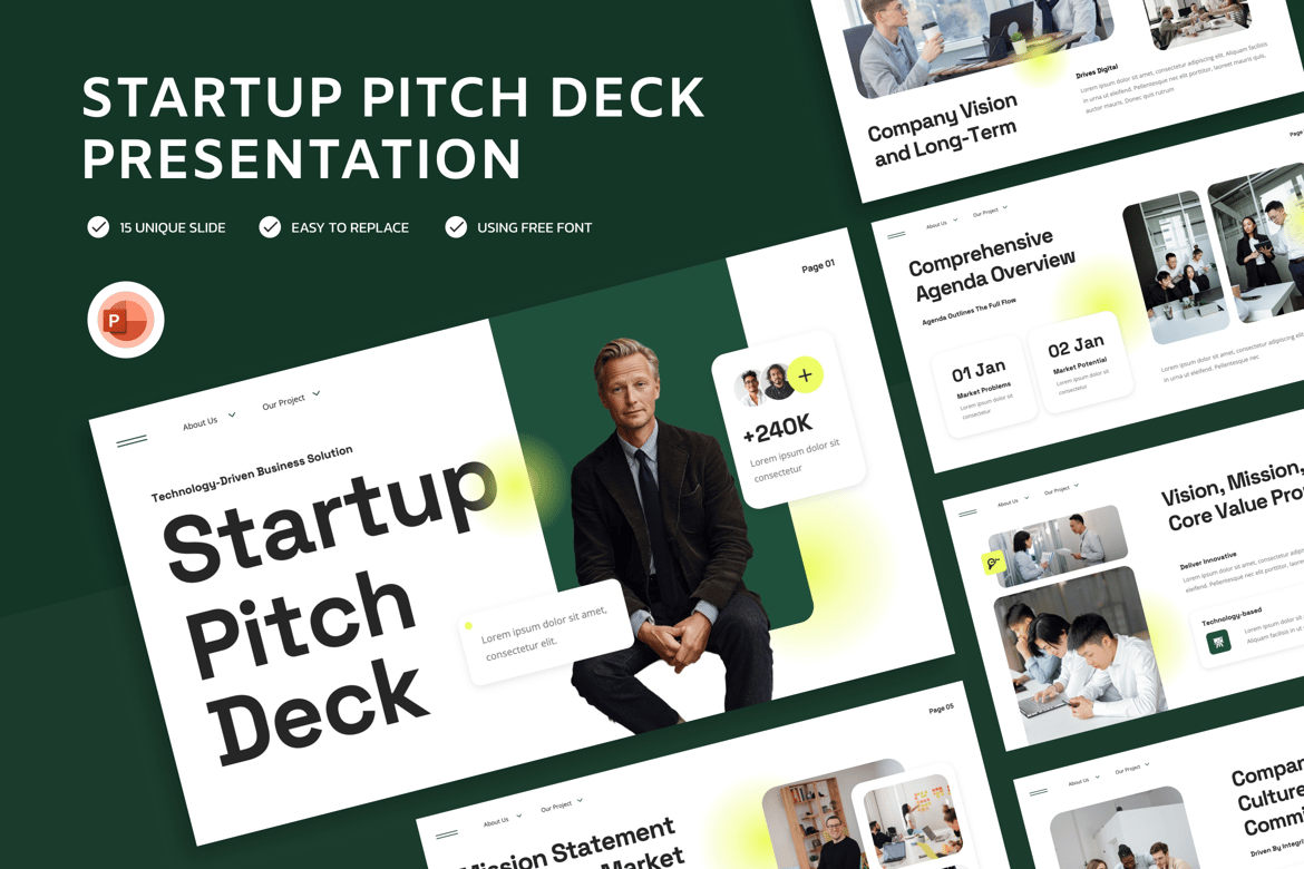 Template Powerpoint Pitch Deck untuk Startup yang Menarik dan Profesional