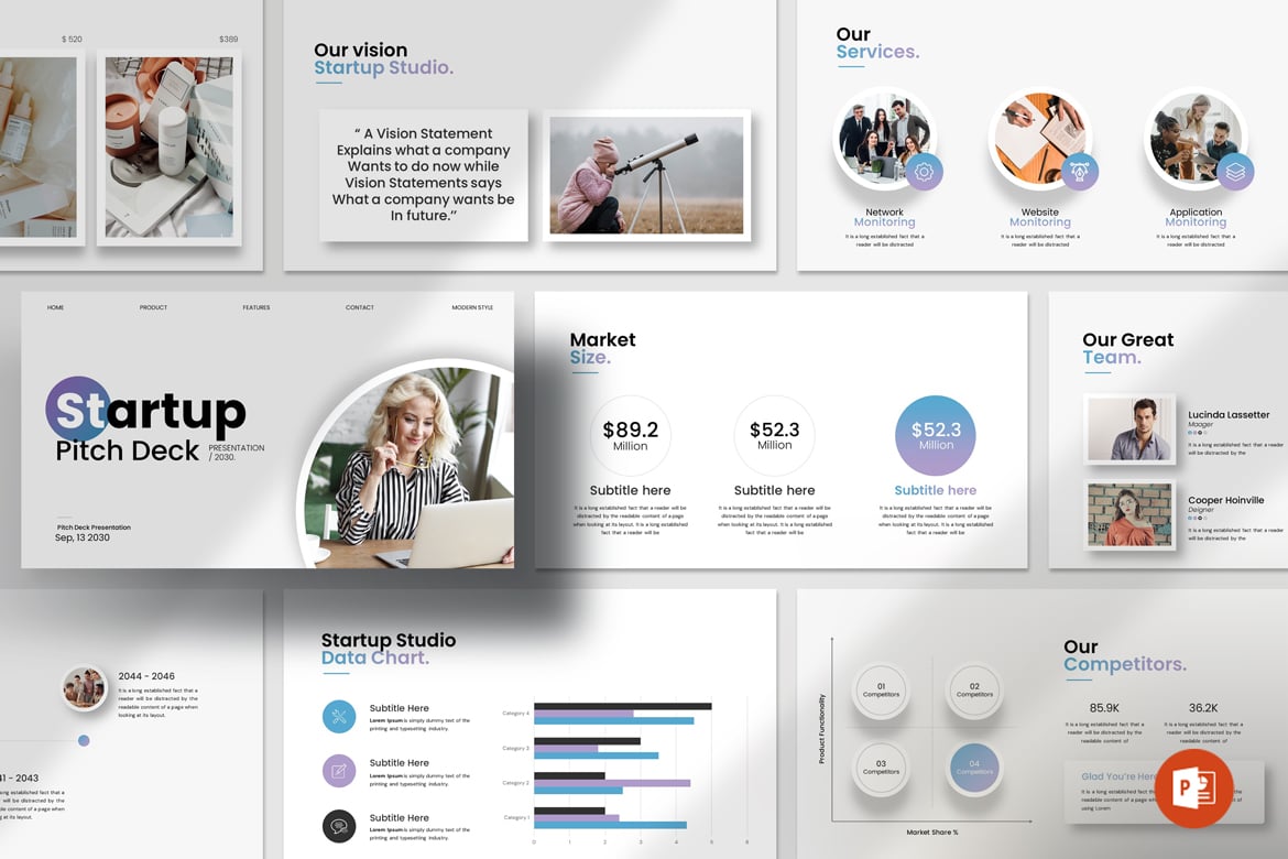 Template PowerPoint Deck Pitch Startup yang Modern dan Profesional