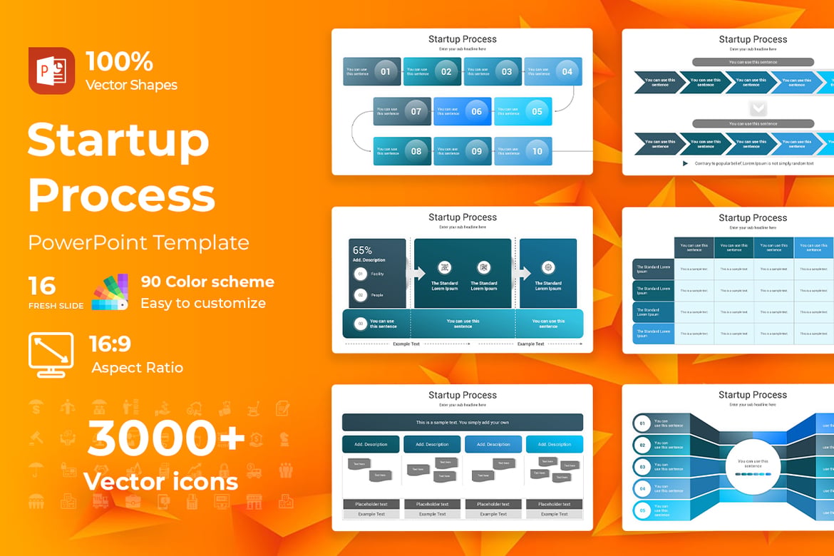 Template PowerPoint Proses Startup yang Menarik