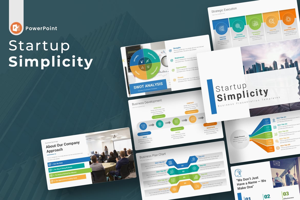 Template Presentasi PowerPoint Startup Simplicity yang Modern dan Praktis