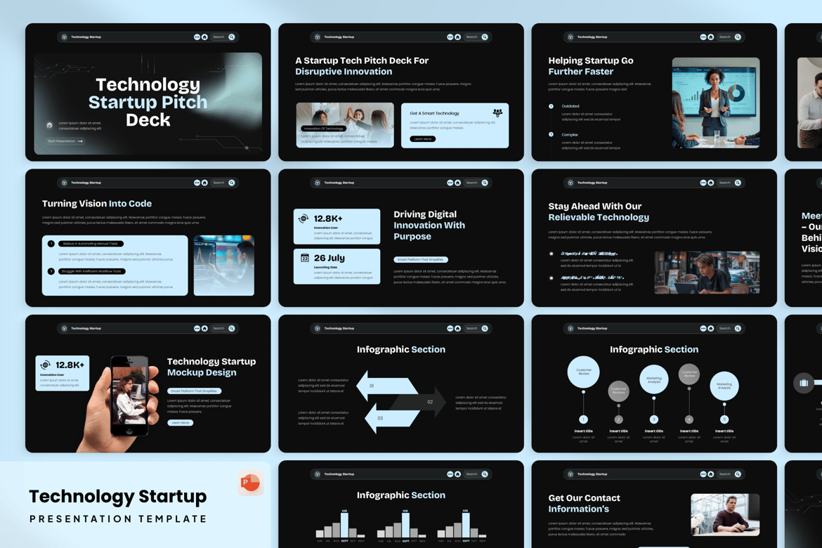Template Presentasi Startup Teknologi - PowerPoint yang Menarik