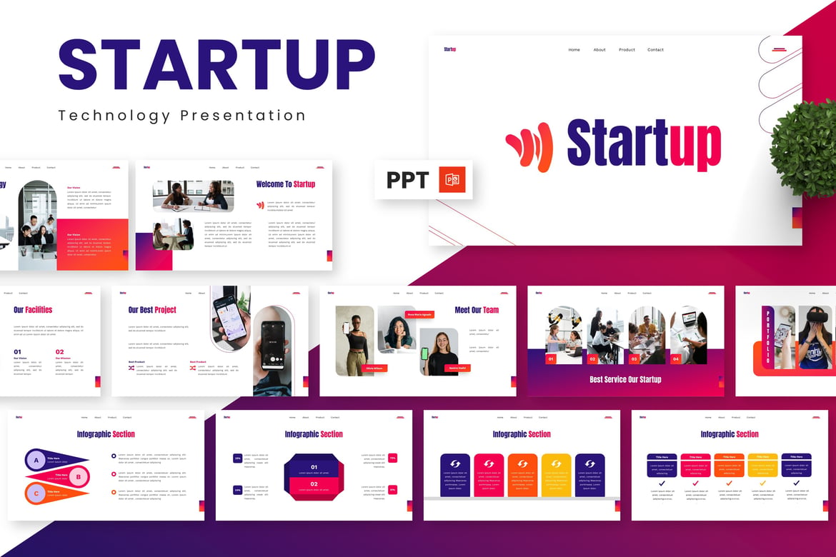 Template Presentasi PowerPoint untuk Startup dan Teknologi yang Modern
