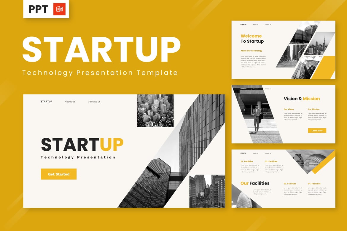 Template Powerpoint Startup Teknologi Modern yang Menarik