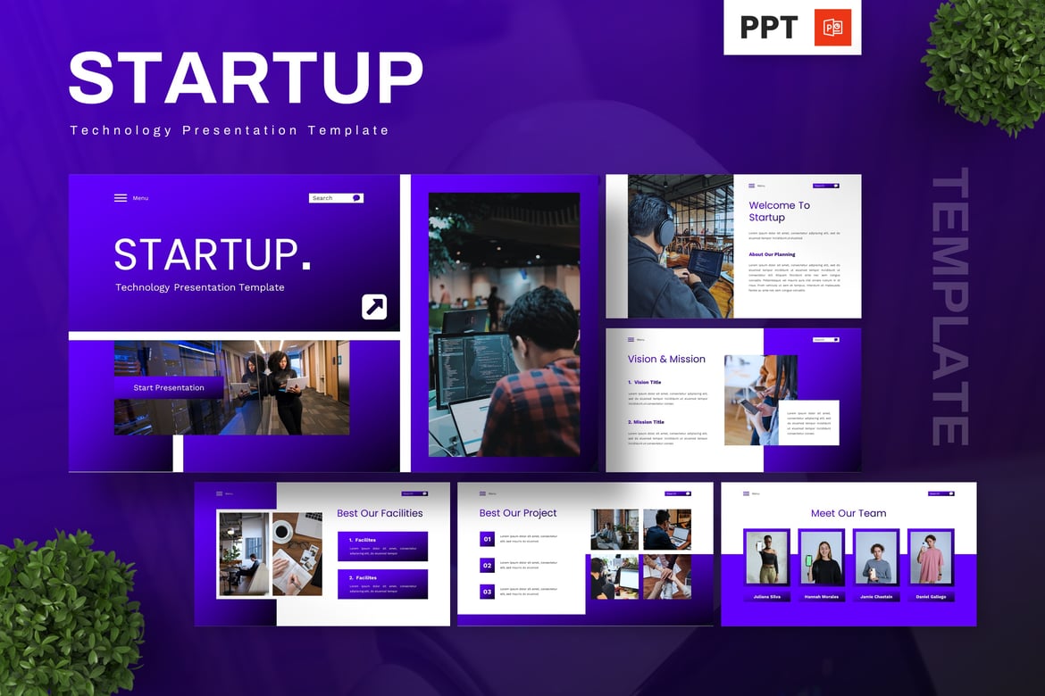 Template Powerpoint Teknologi untuk Startup yang Menarik