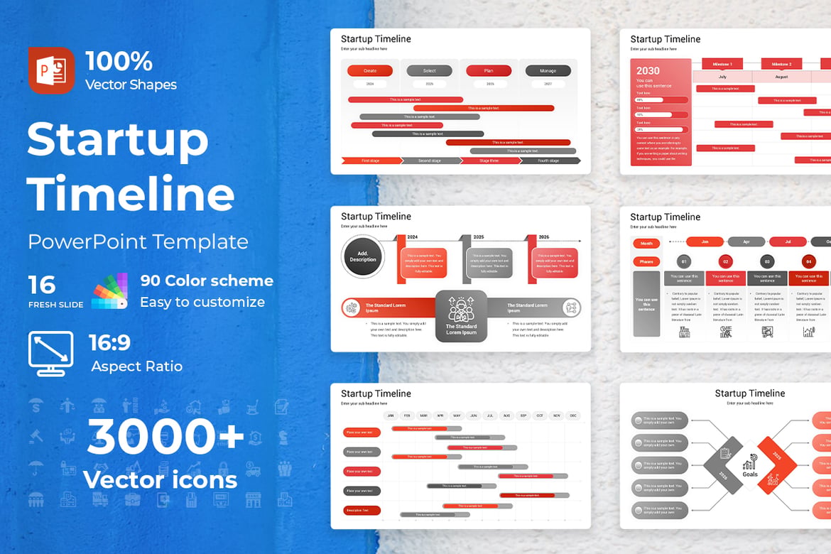 Template PowerPoint Timeline untuk Startup yang Menarik