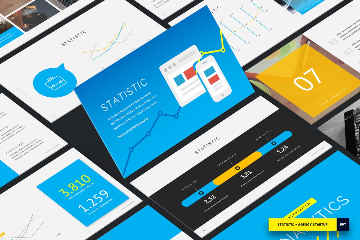 Template PowerPoint Kreatif Statistic untuk Presentasi Menarik