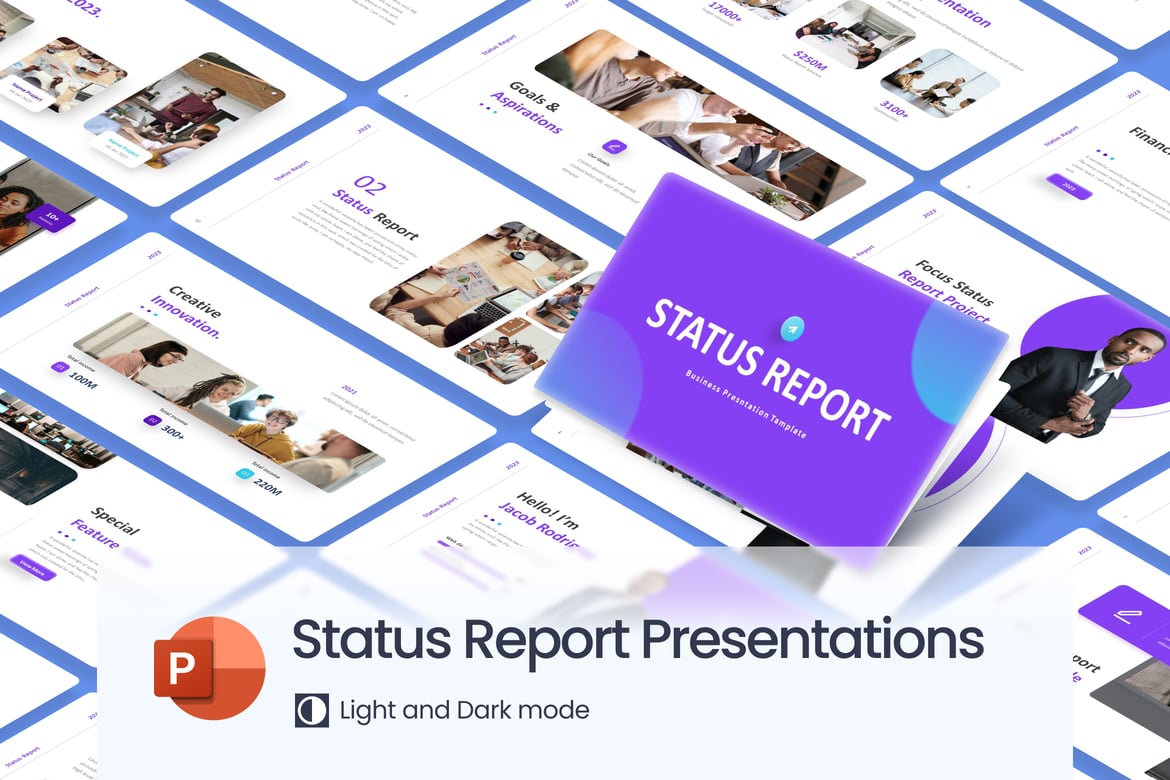 Template PowerPoint Laporan Status untuk Presentasi Bisnis yang Profesional