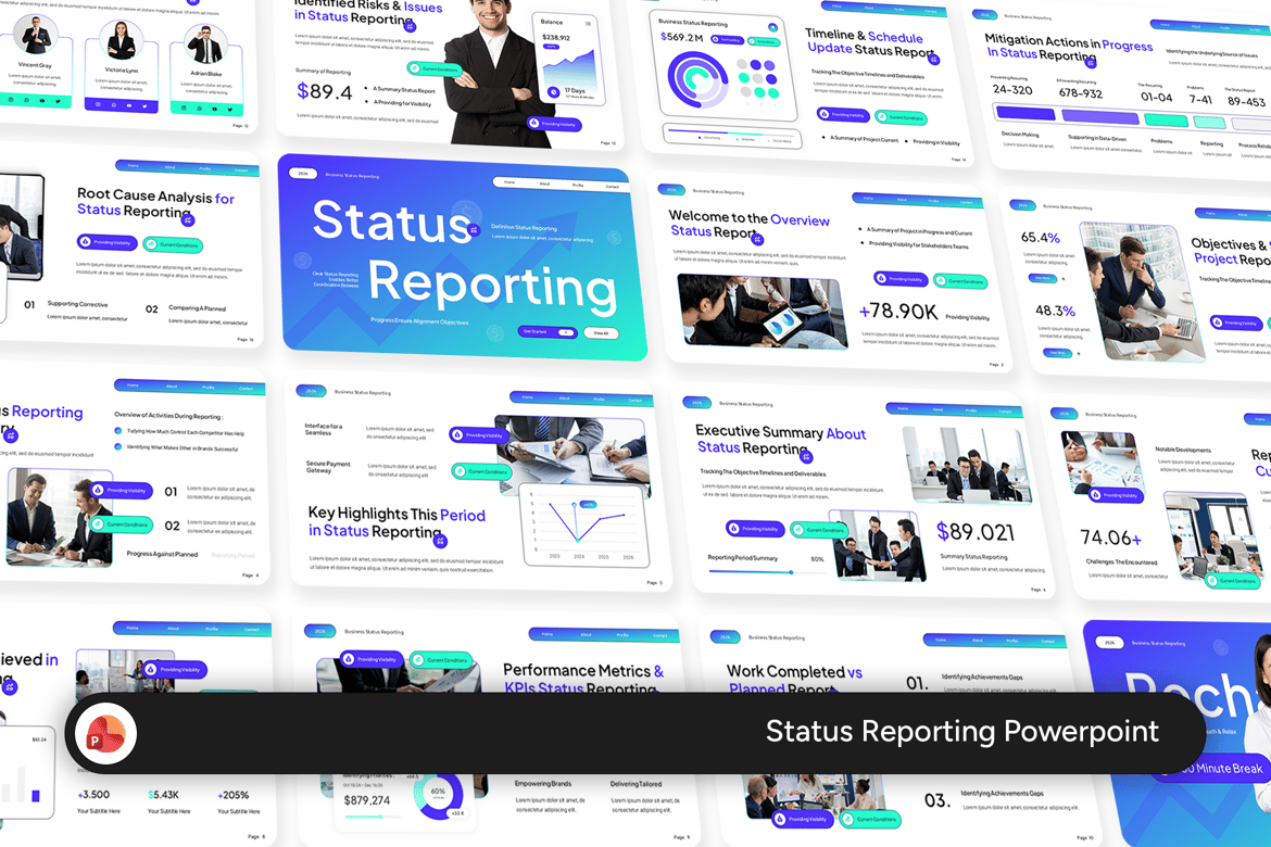 Template Presentasi PowerPoint Laporan Status yang Profesional dan Fleksibel