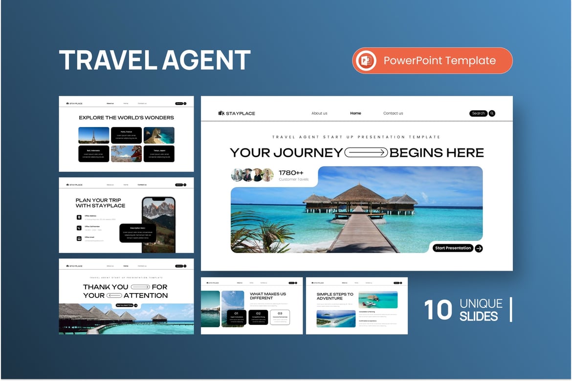 Template Presentasi PowerPoint Stayplace untuk Agen Perjalanan