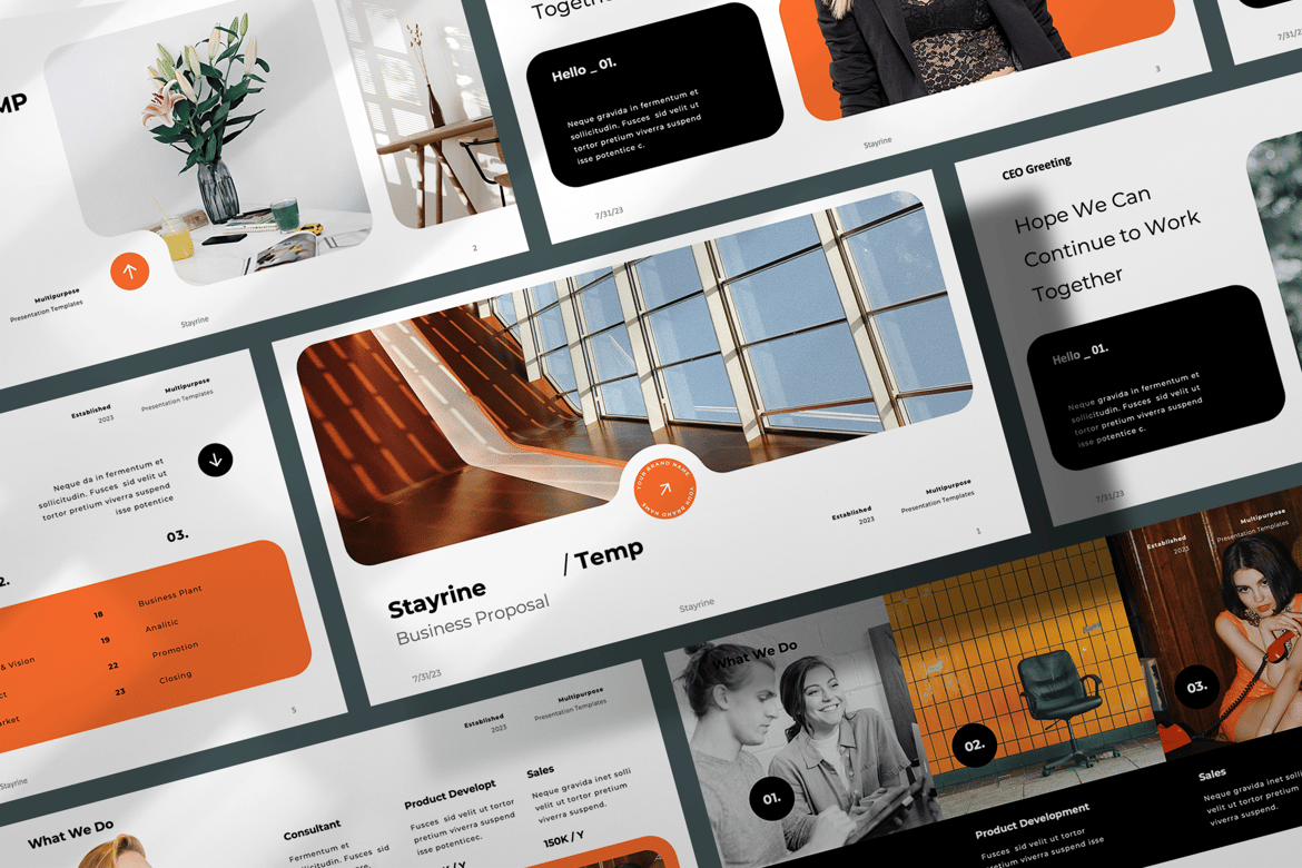 Template PowerPoint Stayrine - Presentasi Bisnis Modern dan Minimalis