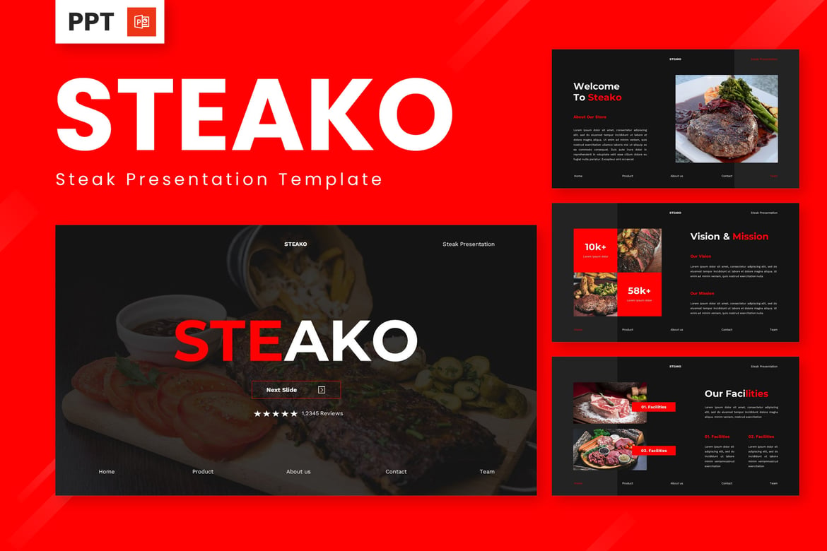 Steako - Template Presentasi PowerPoint untuk Pecinta Steak
