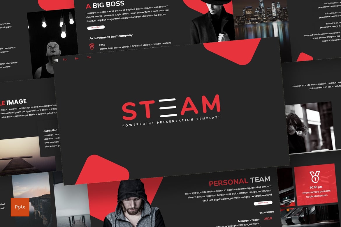 Template Powerpoint Bisnis Steam - Desain Minimalis dan Kreatif
