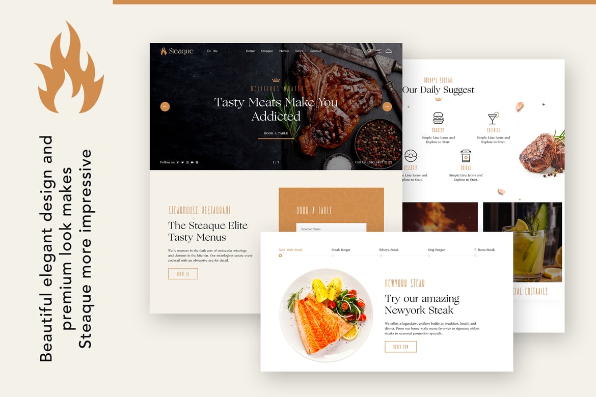 Steaque | Tema WordPress untuk Restoran dan Bar yang Elegan