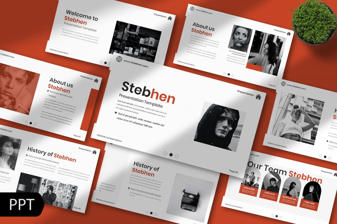 Template PowerPoint Kreatif Stebhen yang Modern dan Profesional