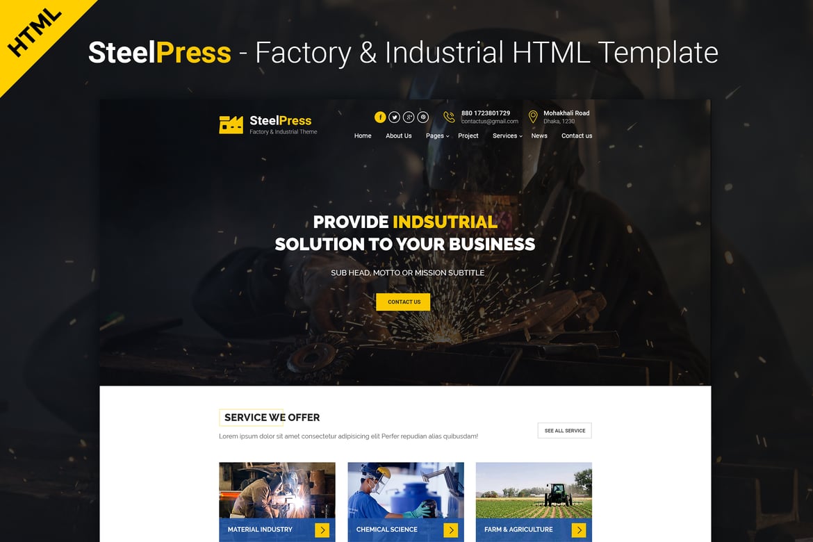 SteelPress - Template Website Industri dan Pabrik yang Modern