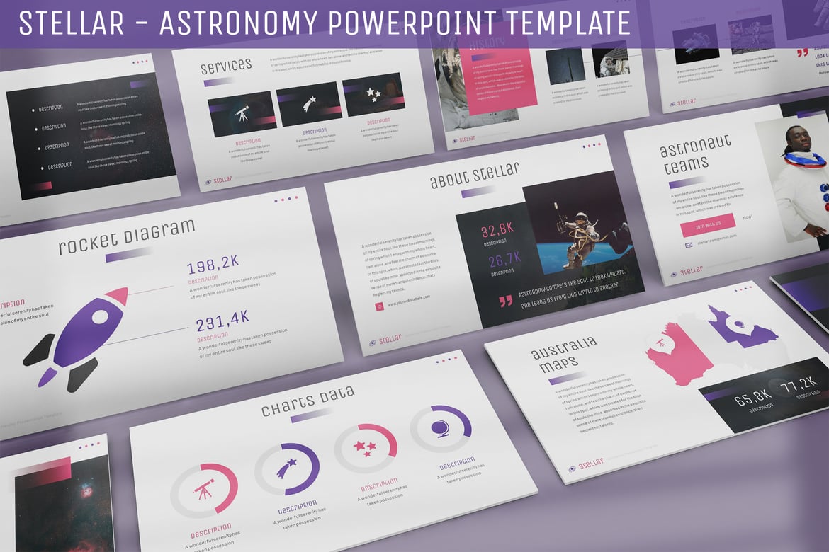 Template PowerPoint Astronomi Stellar yang Menarik dan Profesional
