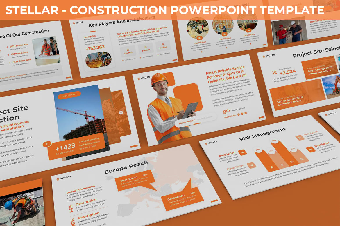 Template PowerPoint Konstruksi Stellar - Ciptakan Presentasi Menarik