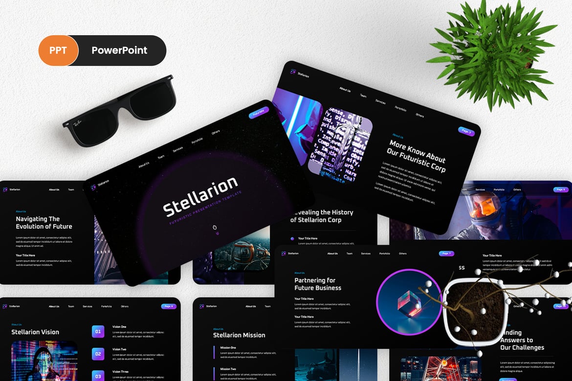 Stellarion - Template PowerPoint Futuristik untuk Presentasi Memukau