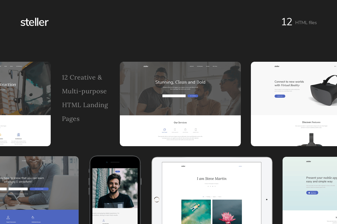 Template Website Landing Page Serbaguna Steller dengan Pembuat