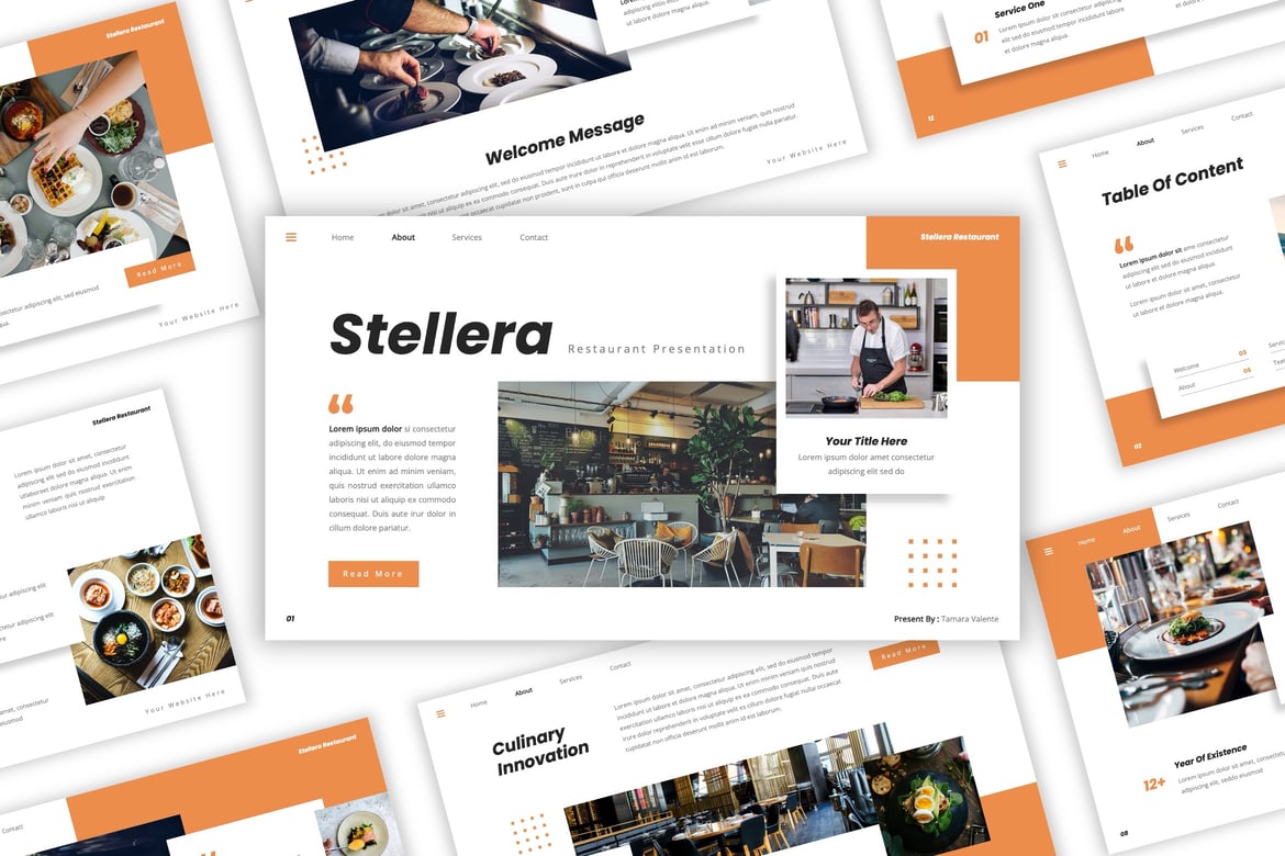 Template PowerPoint Stellera - Solusi Presentasi Restoran Modern dan Kreatif