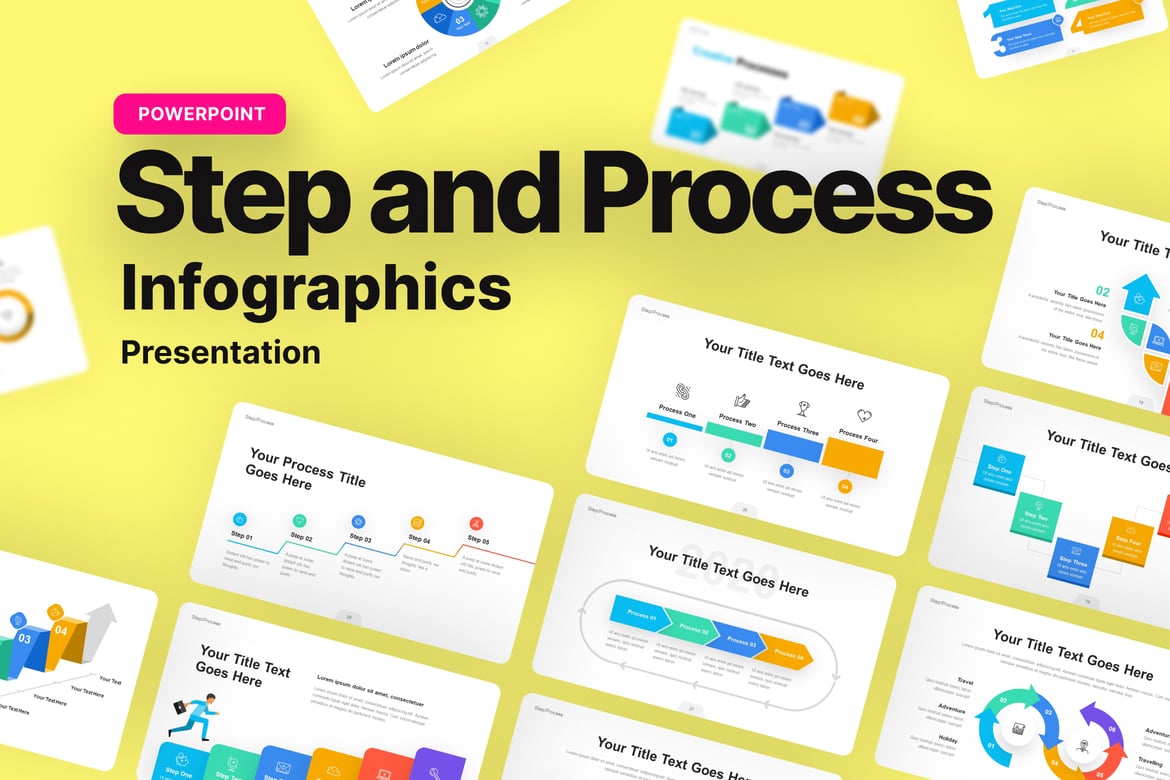 Template PowerPoint Infografis untuk Proses dan Langkah