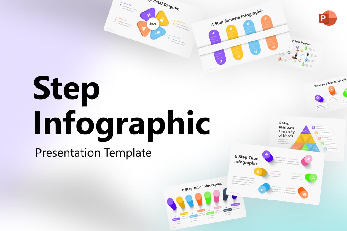 Template PowerPoint Infografis Langkah yang Menarik