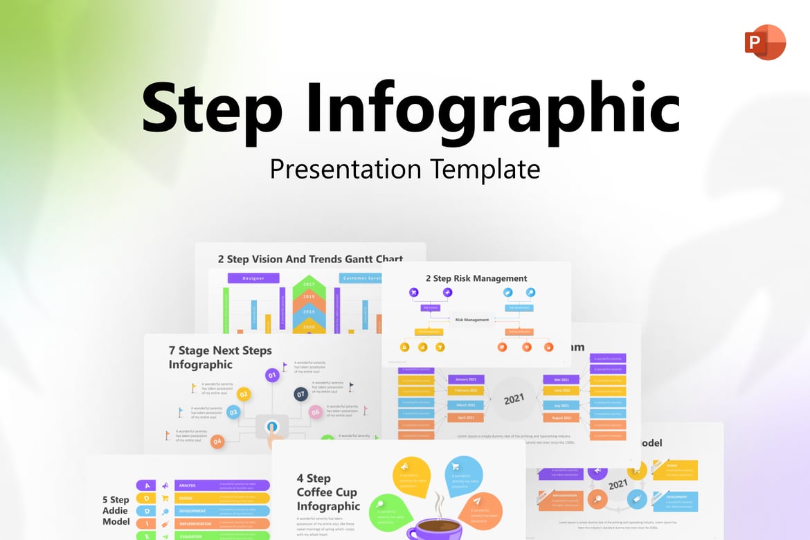 Template PowerPoint Infografis Langkah yang Elegan dan Minimalis