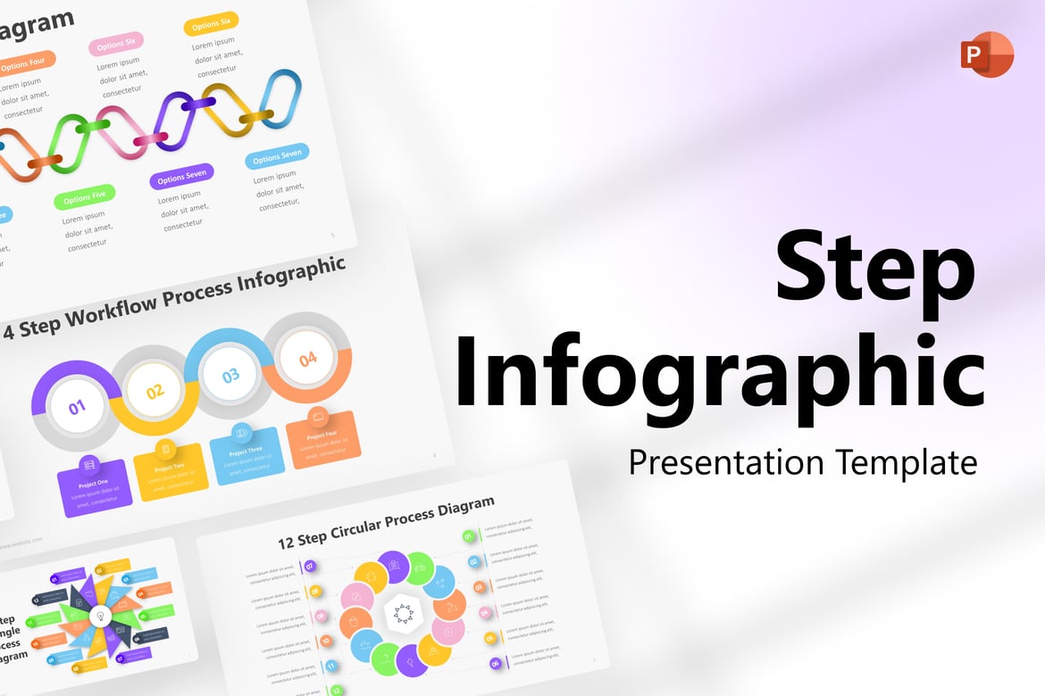 Template Presentasi PowerPoint Infografis Langkah