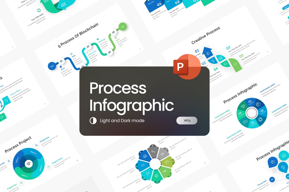 Template PowerPoint Infografis Proses Langkah yang Menarik