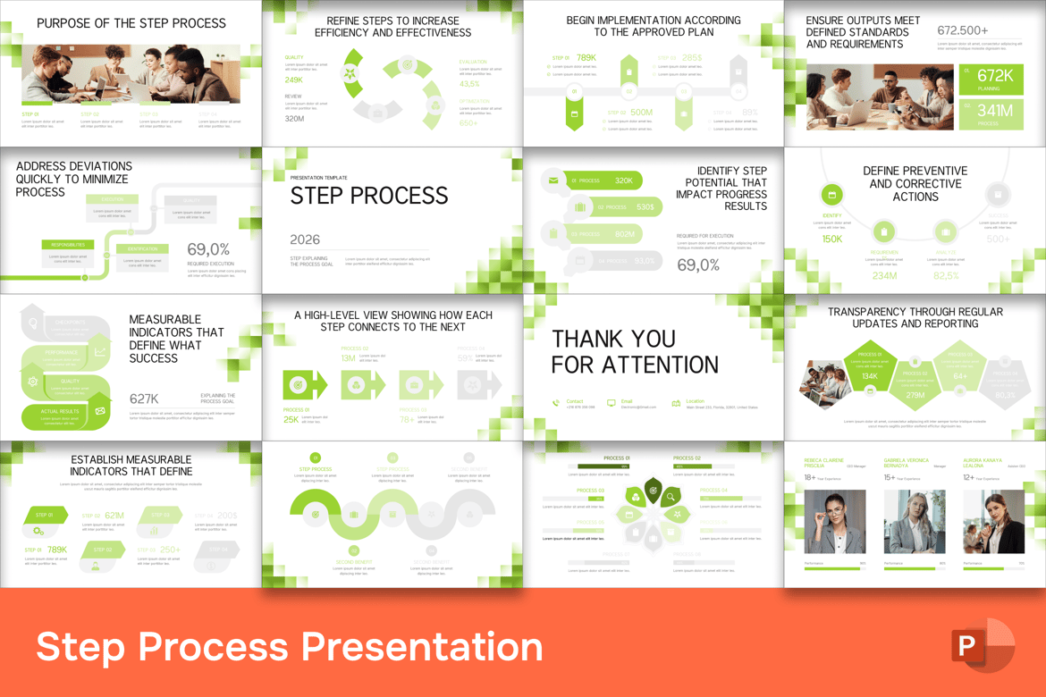 Template PowerPoint Proses Langkah yang Menarik