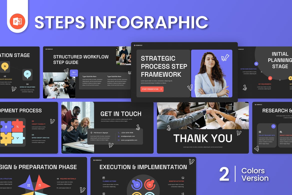 Template Presentasi Infografis Langkah yang Menarik