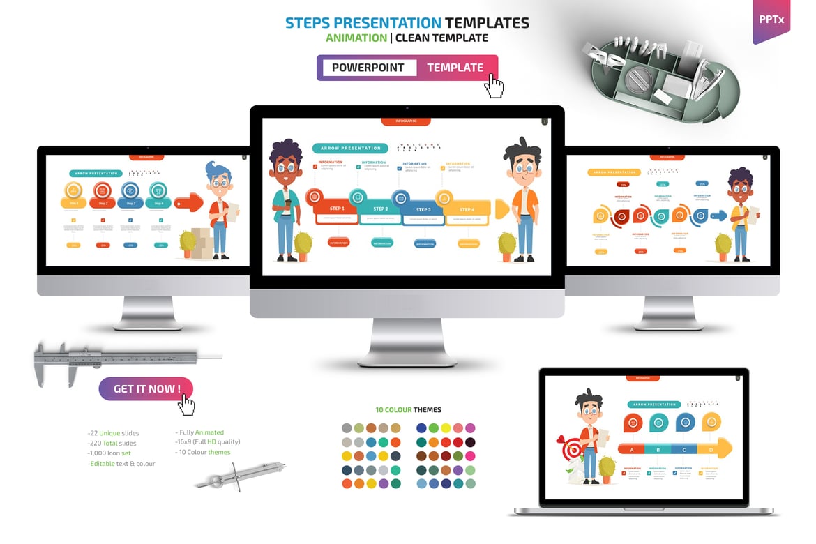 Template Powerpoint Presentasi Langkah yang Menarik dan Profesional
