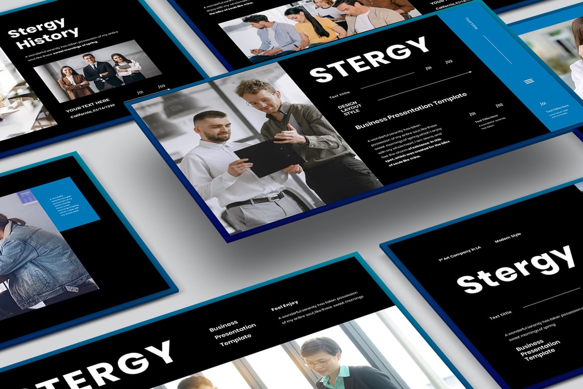 Template Presentasi Bisnis Stergy - PowerPoint yang Kreatif dan Profesional