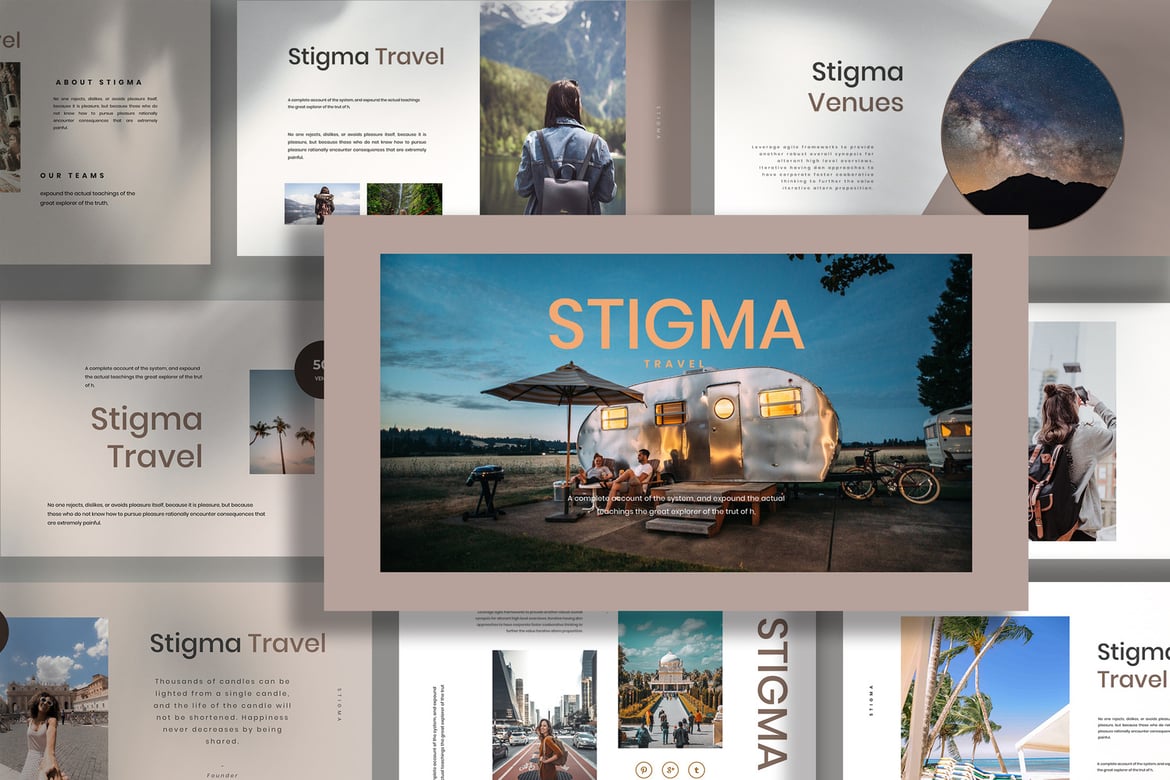 Template Presentasi Powerpoint Stigma untuk Perjalanan Modern