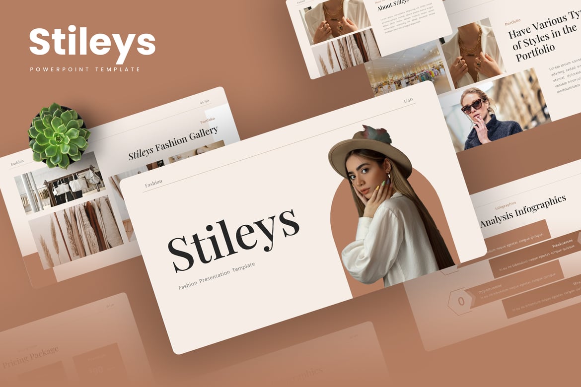 Template PowerPoint Fashion Stileys yang Stylish dan Profesional