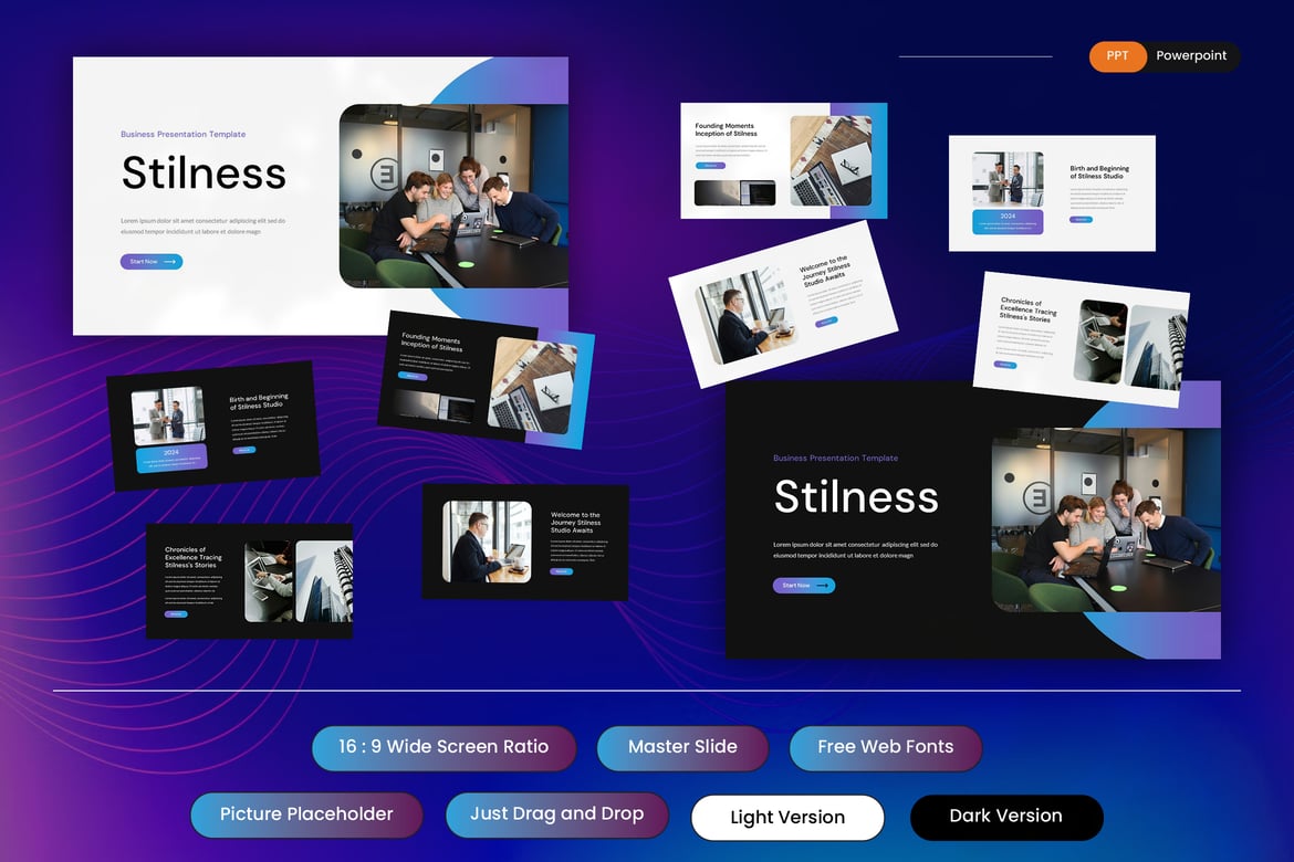 Stilness - Template PowerPoint Bisnis yang Menarik