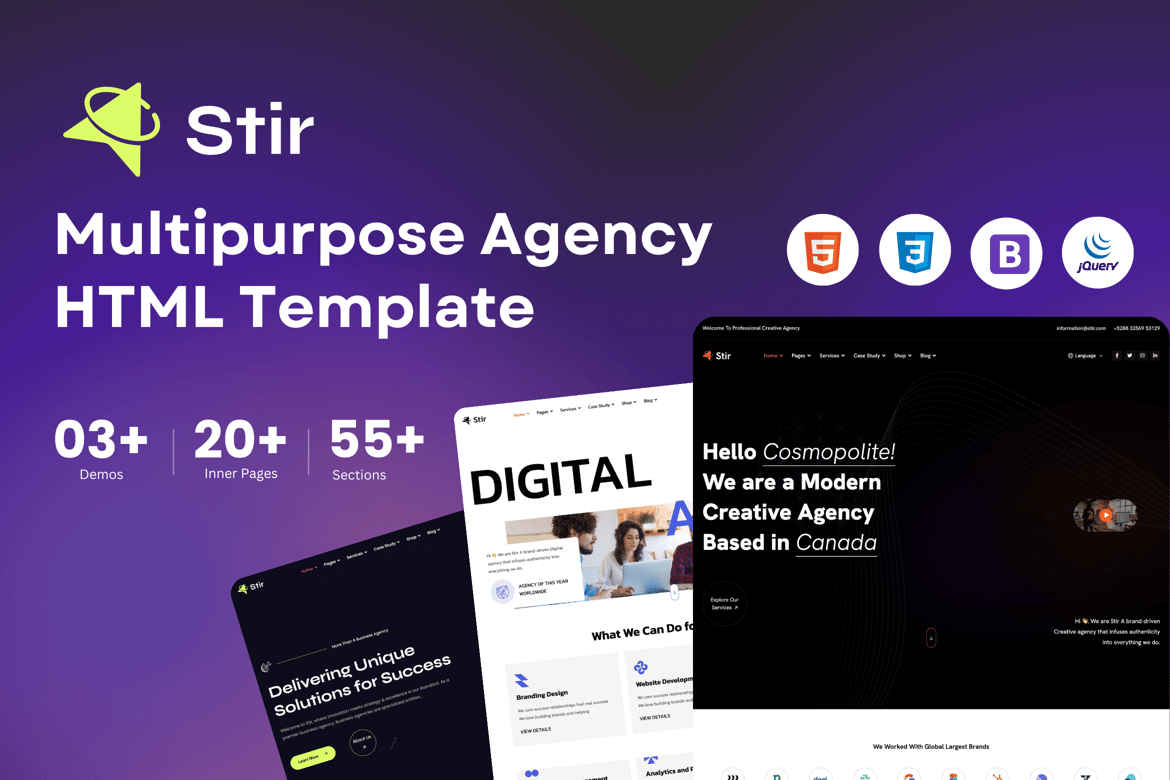 Stir - Template Website Agensi Serbaguna yang Profesional