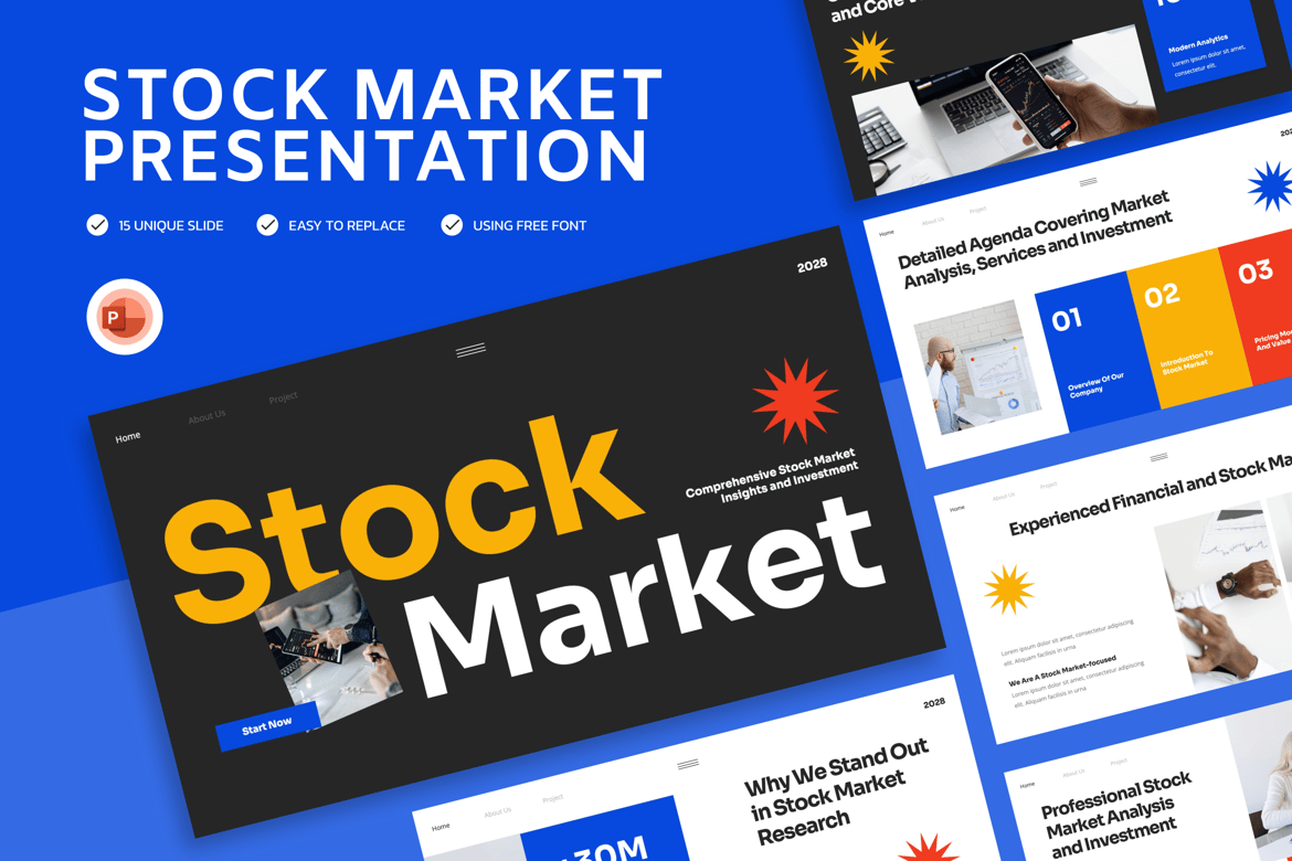 Template Powerpoint Pasar Saham yang Menarik dan Profesional