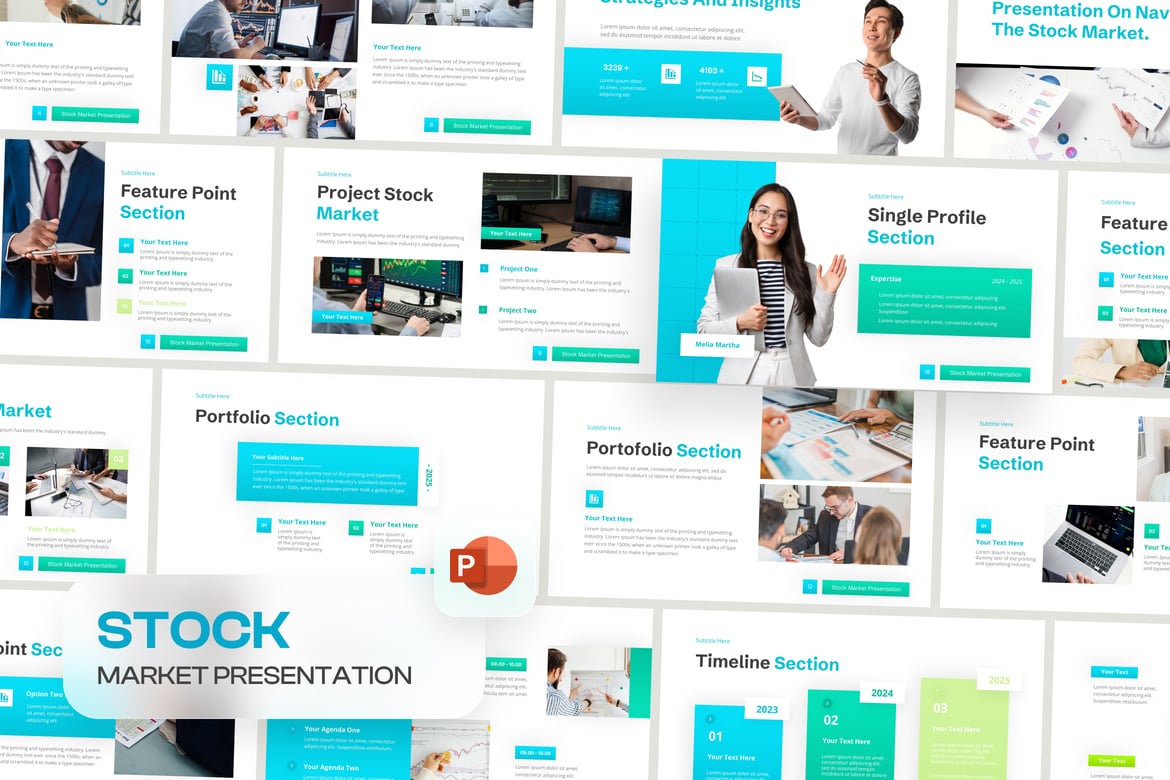 Template PowerPoint Pasar Saham yang Modern dan Menarik