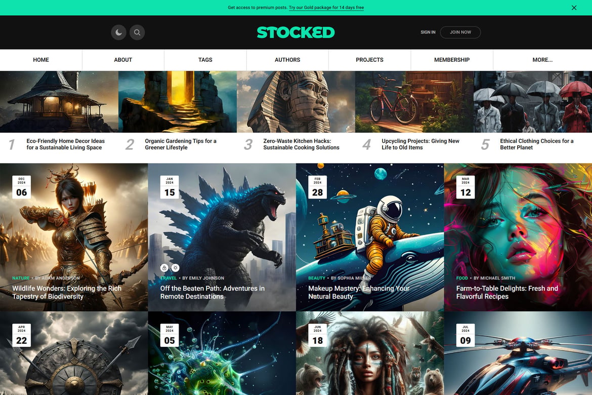 Stocked - Template Web Portofolio Pribadi yang Elegan
