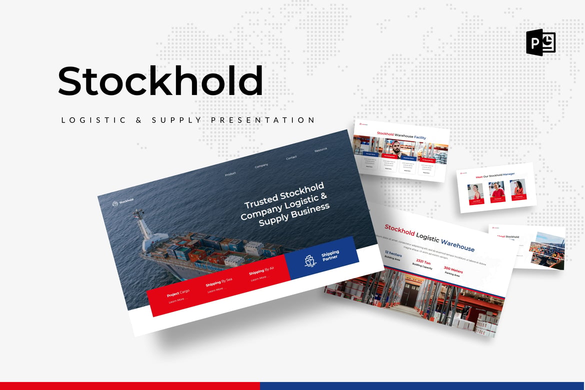 Template PowerPoint Stockhold untuk Logistik & Supply Chain yang Profesional