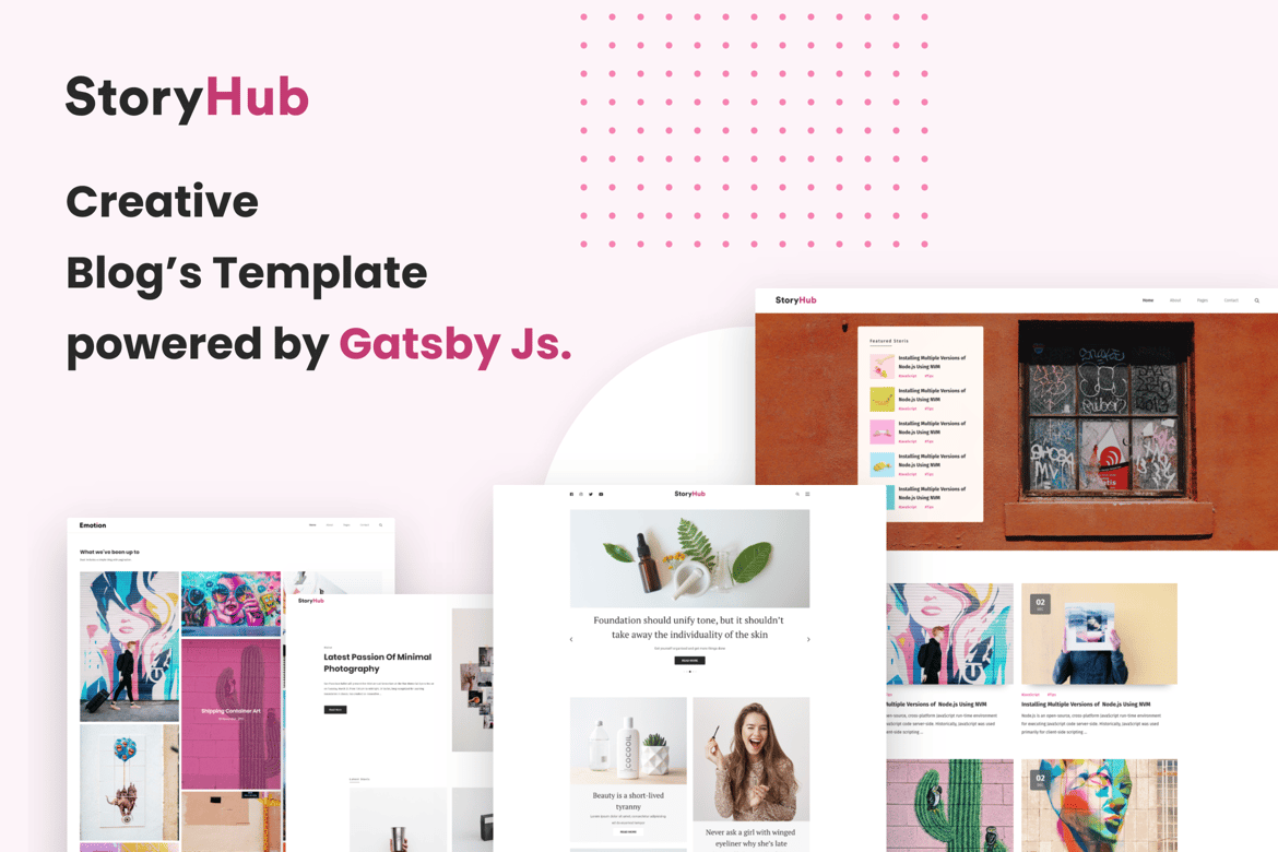 StoryHub - Template Website Blog React Gatsby yang Modern