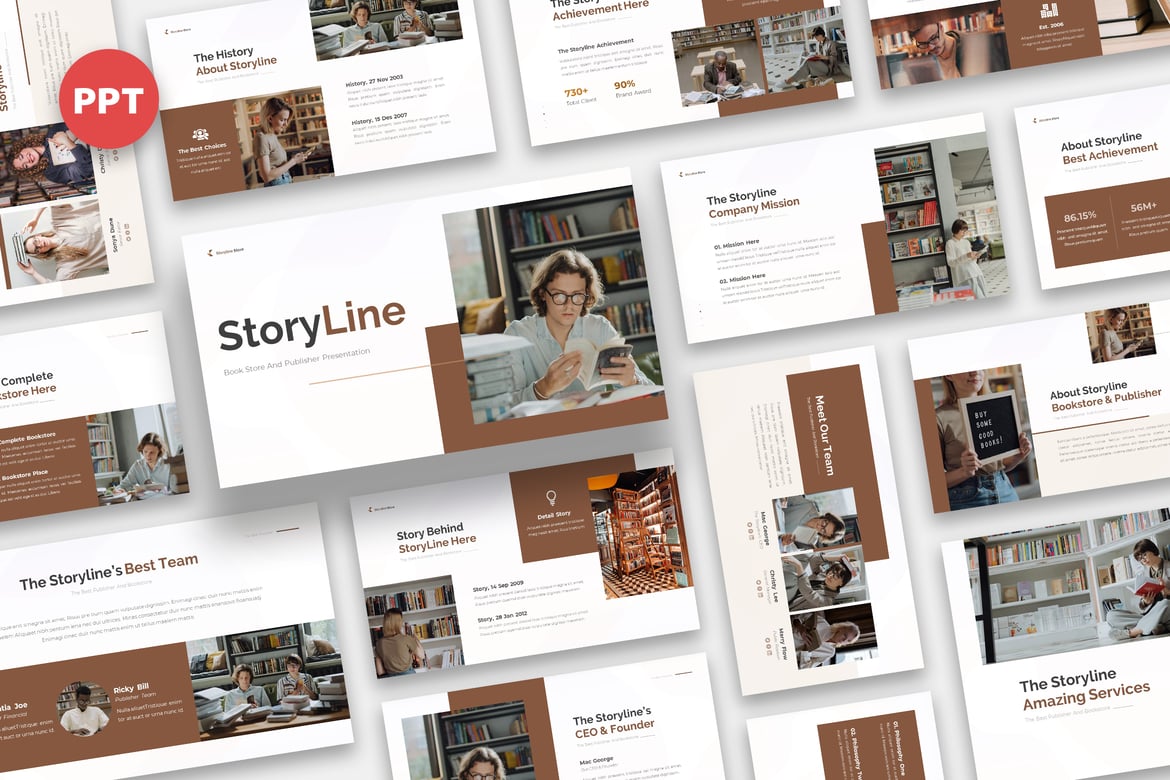 Template Presentasi Powerpoint Storyline - Buku & Penerbit
