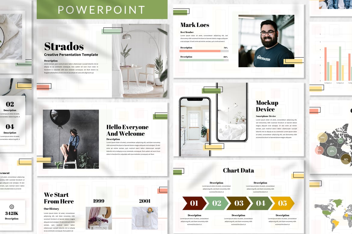 Strados - Template Powerpoint Agensi yang Modern dan Elegan