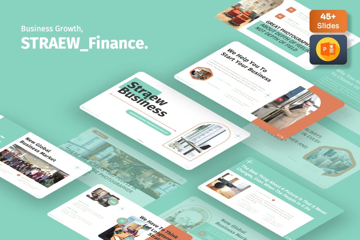 Template Presentasi PowerPoint Straew untuk Pertumbuhan Bisnis yang Menarik
