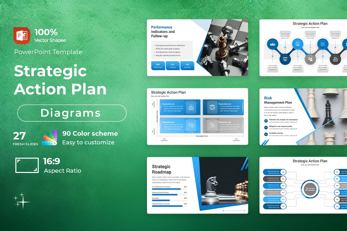 Template PowerPoint Rencana Aksi Strategis yang Menarik