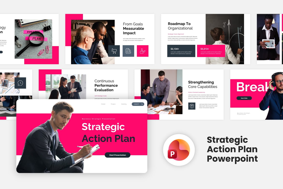 Template Powerpoint Rencana Aksi Strategis yang Kreatif