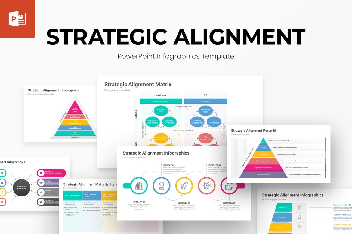 Template PowerPoint Penyelarasan Strategis yang Menarik dan Profesional