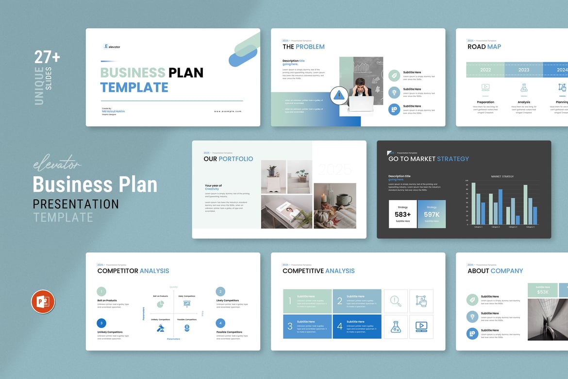 Template PowerPoint Rencana Bisnis Strategis untuk Pertumbuhan Berkelanjutan