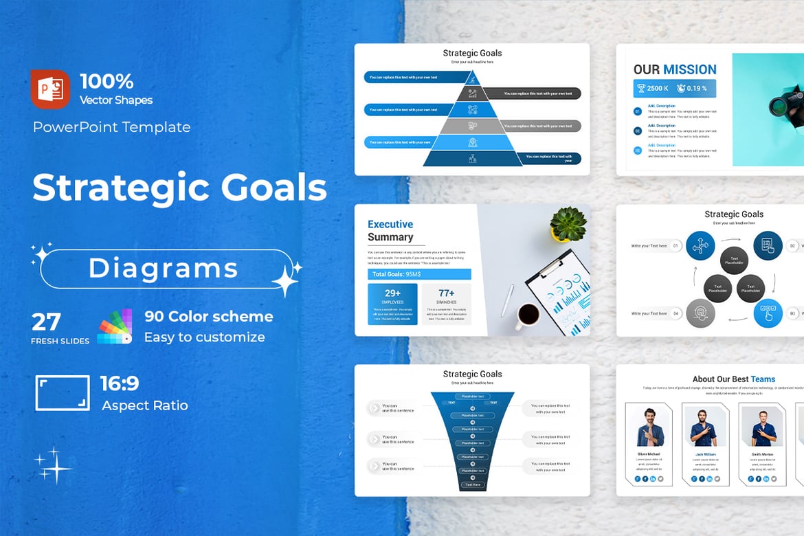 Template PowerPoint Tujuan Strategis yang Menarik dan Profesional